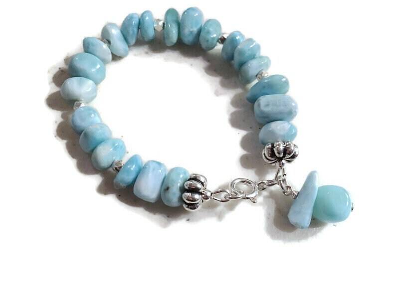 Larimar Armband - Blauer Edelstein Schmuck Sterling Silber Perlen Pastell Larimar Armband - Blauer Edelstein Schmuck Sterling Silber Perlen Pastell von jewelrybycarmal