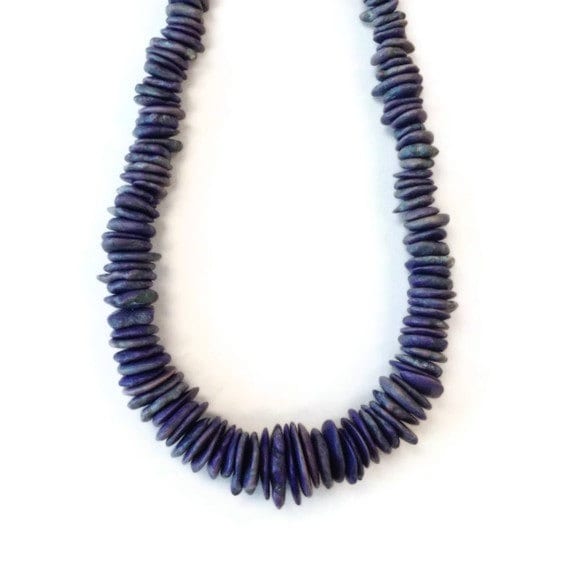 Lila Halskette Chunky Türkis Schmuck Natur Edelstein Antik Messing Perlen Statement N-268 von jewelrybycarmal