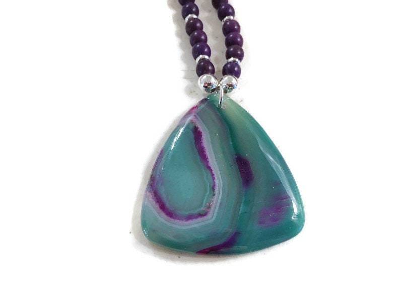 Lila Halskette - Howlith Schmuck Sterling Silber Edelstein Achat Anhänger Perlen von jewelrybycarmal