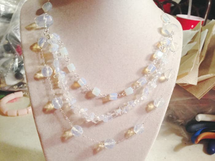 Opalith Halskette - Statement Irisierend Sterling Silber Schmuck Edelstein Multi Strang Mode Kette von jewelrybycarmal