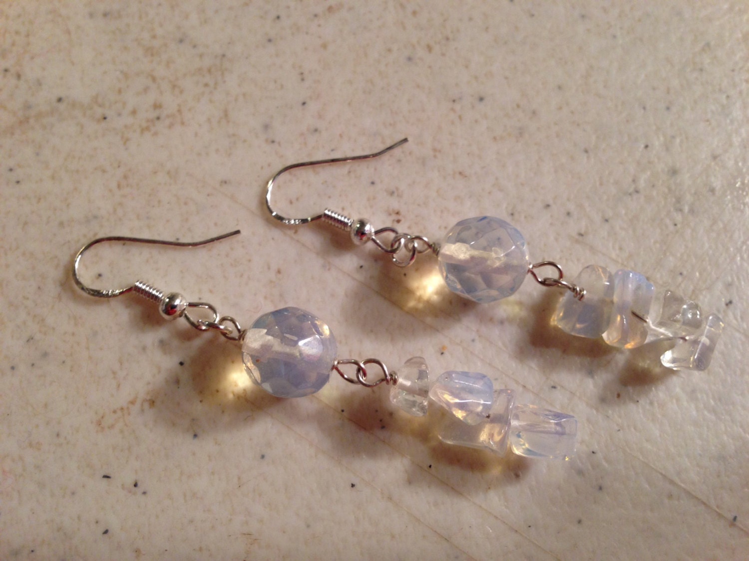 Opalith Ohrringe - Sterling Silber Schmuck Irisierender Edelsteinschmuck Mode Luxe Baumeln von jewelrybycarmal