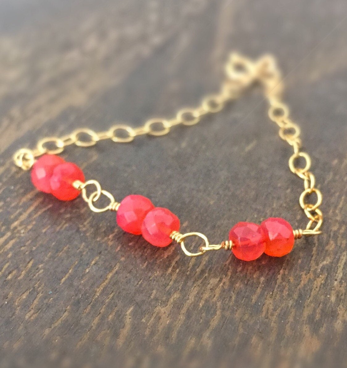 Orange Armband - Chalcedon Edelstein Schmuck Fanta Gold Filled Kette von jewelrybycarmal