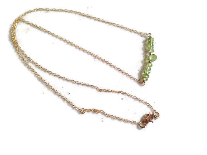 Peridot Halskette - Grüner Edelstein Schmuck August Geburtsstein Gold Luxe Perlenleiste Handgemacht Jewelrybycarmal Kette von jewelrybycarmal