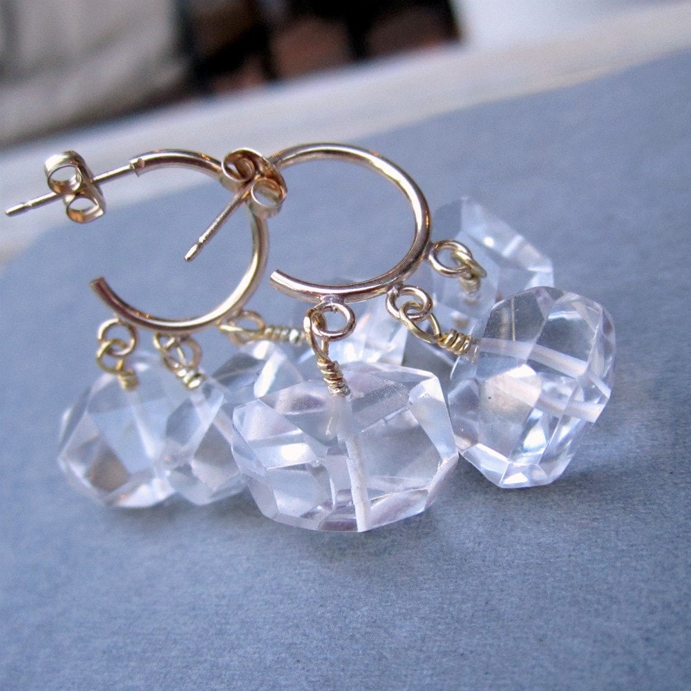 Quarz Ohrringe - Gold Filled Creolen Klarer Kristall Schmuck Edles Luxe Couture Chunky Hochzeit Quarz Ohrringe - Gold Filled Creolen Klarer Kristall Schmuck Edles Luxe Couture Chunky Hochzeit von jewelrybycarmal