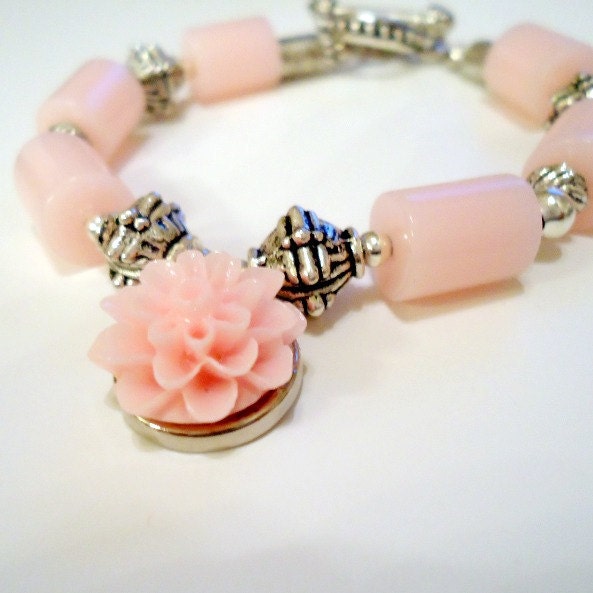 Rosa Armband - Silberschmuck Blumen Charm Schmuck Shabby Chic Pastell Handmade Mode Geschenkideen B-13 von jewelrybycarmal