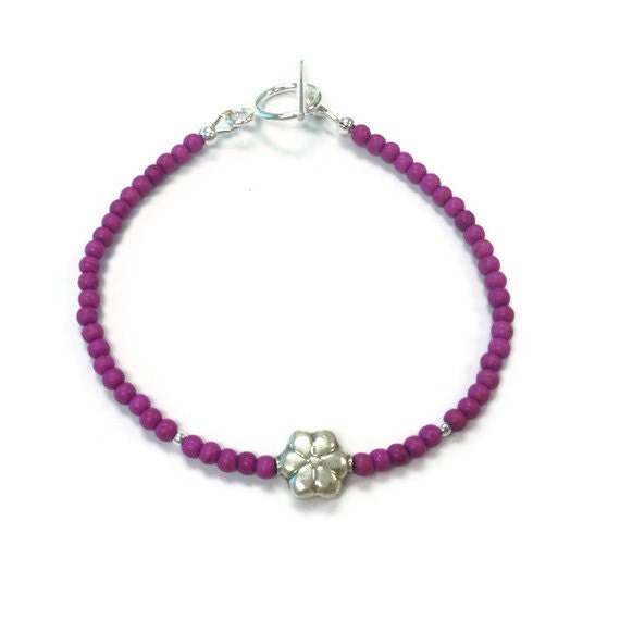 Rosa Armband - Türkis Edelstein Schmuck Sterling Silber Fuschia Magenta Blume Layer Stapel Skinny B-287 288 Rosa Armband - Türkis Edelstein Schmuck Sterling Silber Fuschia Magenta Blume Layer Stapel Skinny B-287 288 von jewelrybycarmal