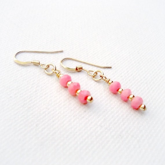 Rosa Ohrringe - Koralle Edelstein Schmuck Gelbgold Minimal Baumeln Er-187 188 Rosa Ohrringe - Koralle Edelstein Schmuck Gelbgold Minimal Baumeln Er-187 188 von jewelrybycarmal