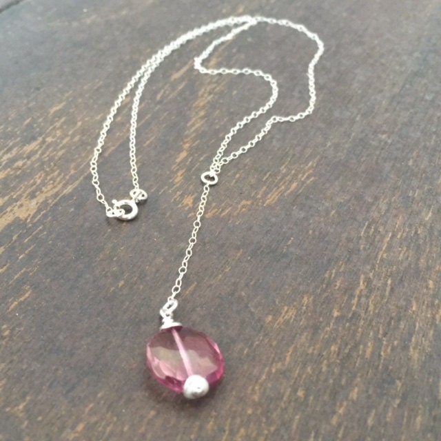 Rosa Topas Halskette - Edelstein Schmuck Sterling Silber Ketten Luxe Anhänger Lariat Handgemacht Geschenk Carmal von jewelrybycarmal