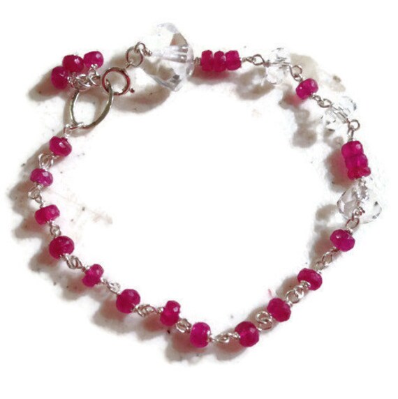 Rubin Armband - Bergkristall Schmuck Sterling Silber Edelstein Mod Rot Glam von jewelrybycarmal