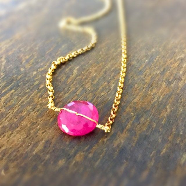 Rubin Halskette - Roter Edelstein Schmuck Juli Birthstone Goldkette Einzigartig von jewelrybycarmal