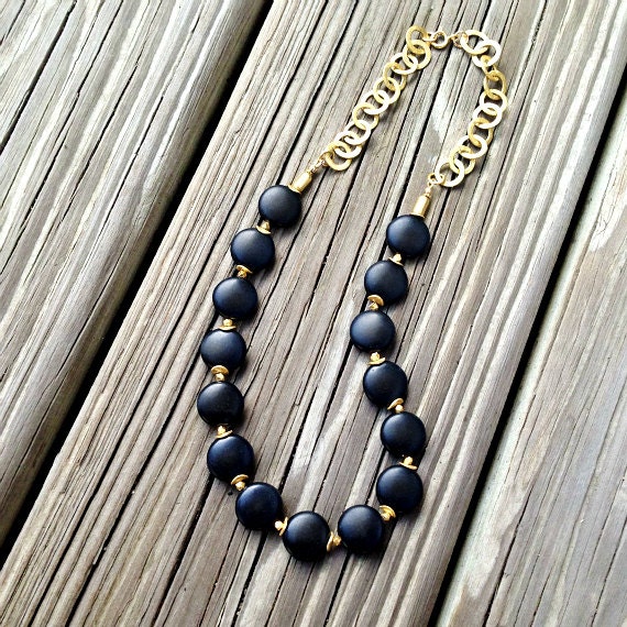 Schwarze Halskette Türkis Schmuck Goldkette Edelstein Unikat von jewelrybycarmal