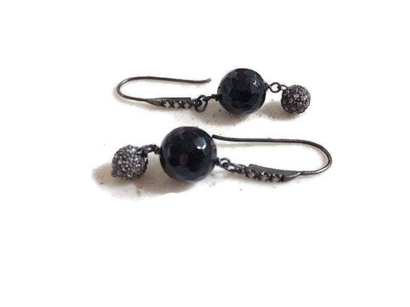 Schwarze Onyx Ohrringe - Diamant Schmuck Oxidiertes Sterling Silber Baumeln Hochzeit Mode Luxe Schwarze Onyx Ohrringe - Diamant Schmuck Oxidiertes Sterling Silber Baumeln Hochzeit Mode Luxe von jewelrybycarmal