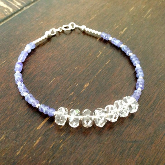 Tansanit Armband - Lila Edelstein Schmuck Kristall Quarz Sterling Silber Dezember Geburtsstein Perlen von jewelrybycarmal