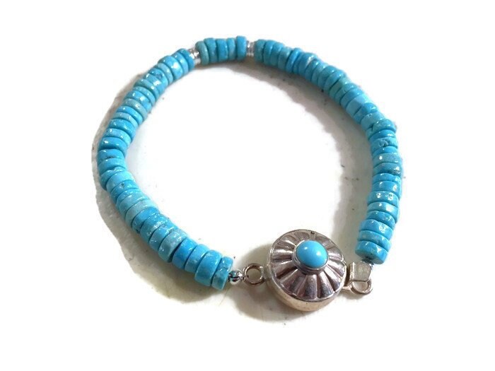 Türkis Armband - Blauer Dornröschen Edelstein Schmuck Echter Sterling Silber Perlen Box Verschluss Carmal von jewelrybycarmal