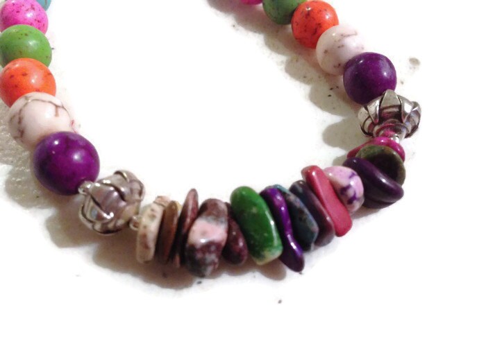 Türkis Armband - Sterling Silber Schmuck Multicolor Edelstein Perlen Mode von jewelrybycarmal