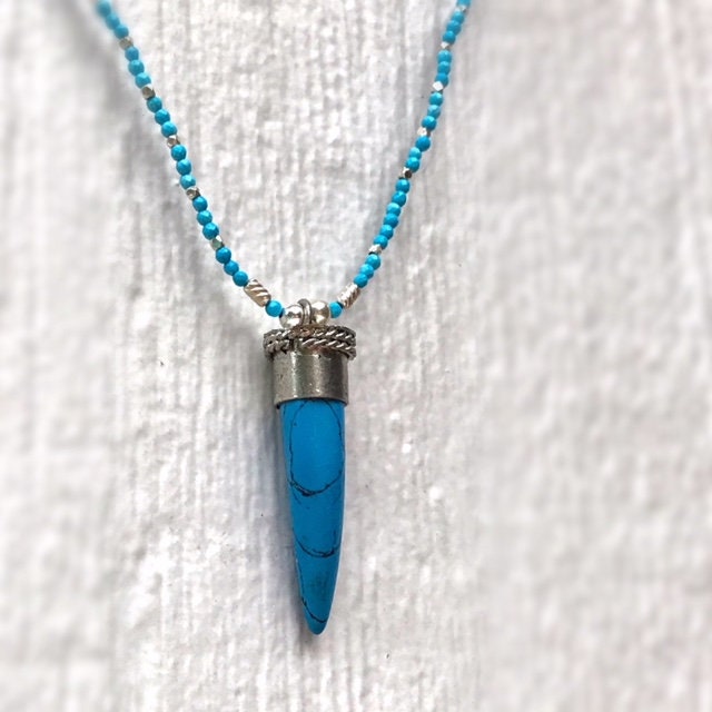 Türkis Halskette - Howlith Edelstein Schmuck Sterling Silber Spike Anhänger von jewelrybycarmal