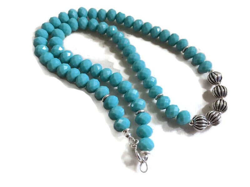 Türkis Kette - Kristall Schmuck Sterling Silber Perlen Mode von jewelrybycarmal
