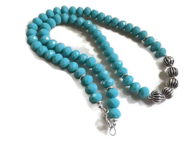 Türkis Kette - Kristall Schmuck Sterling Silber Perlen Mode von jewelrybycarmal