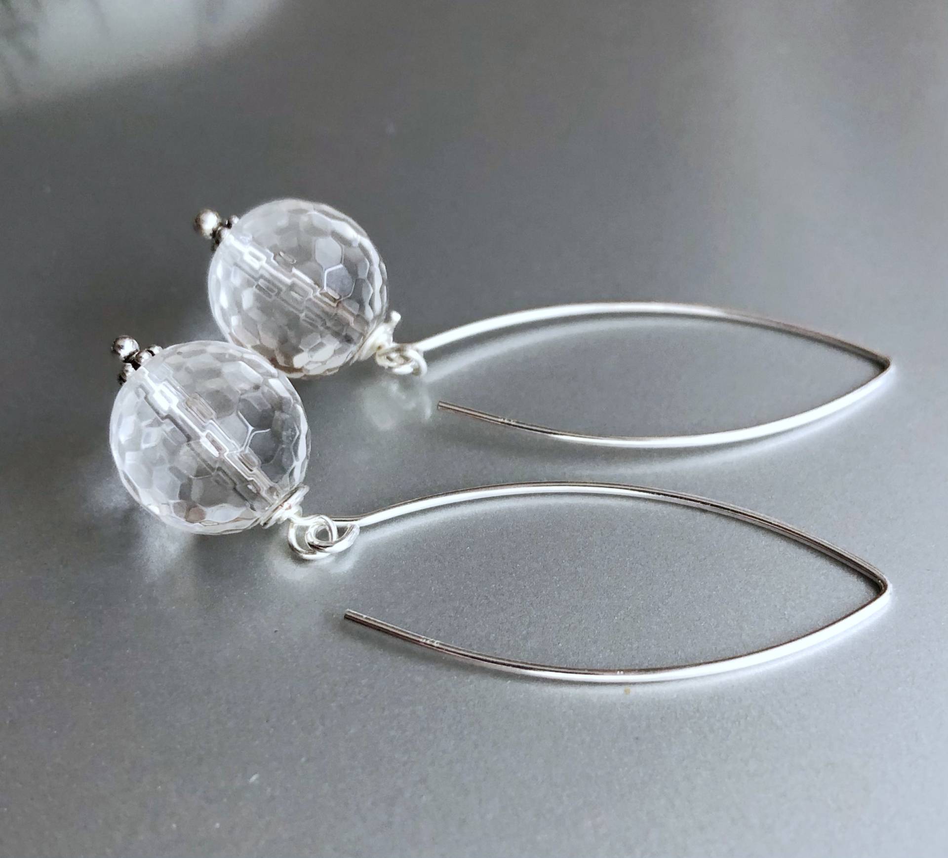 Bergkristall Ohrringe Lange, Sterling Silber Quarz Ohrringe, Brautschmuck, April Birthstone, Disco Fan Geschenk Für Freundin, Schwester von jewelrybyirina