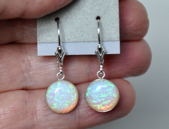 Weiße Opal Ohrringe, Brisur Ohrringe Baumeln, Schmuck, Boho Brautschmuck, Oktober Geburtsstein, 10 Mm von jewelrybyirina