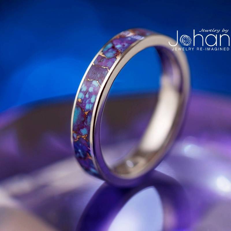 Blauer Lava Mosaik Türkis Ehering Blauer Lava Mosaik Türkis Ehering von jewelrybyjohan