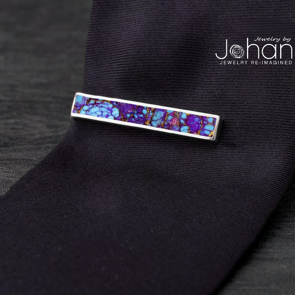 Einzigartige Lava Mosaik Türkis Krawattenklammer Einzigartige Lava Mosaik Türkis Krawattenklammer von jewelrybyjohan