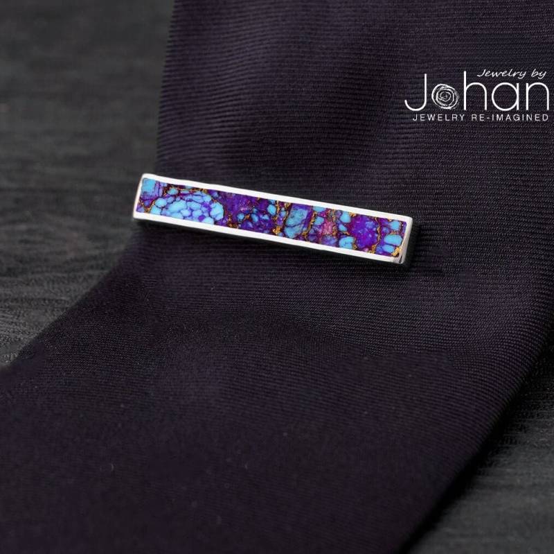 Einzigartige Lava Mosaik Türkis Krawattenklammer Einzigartige Lava Mosaik Türkis Krawattenklammer von jewelrybyjohan