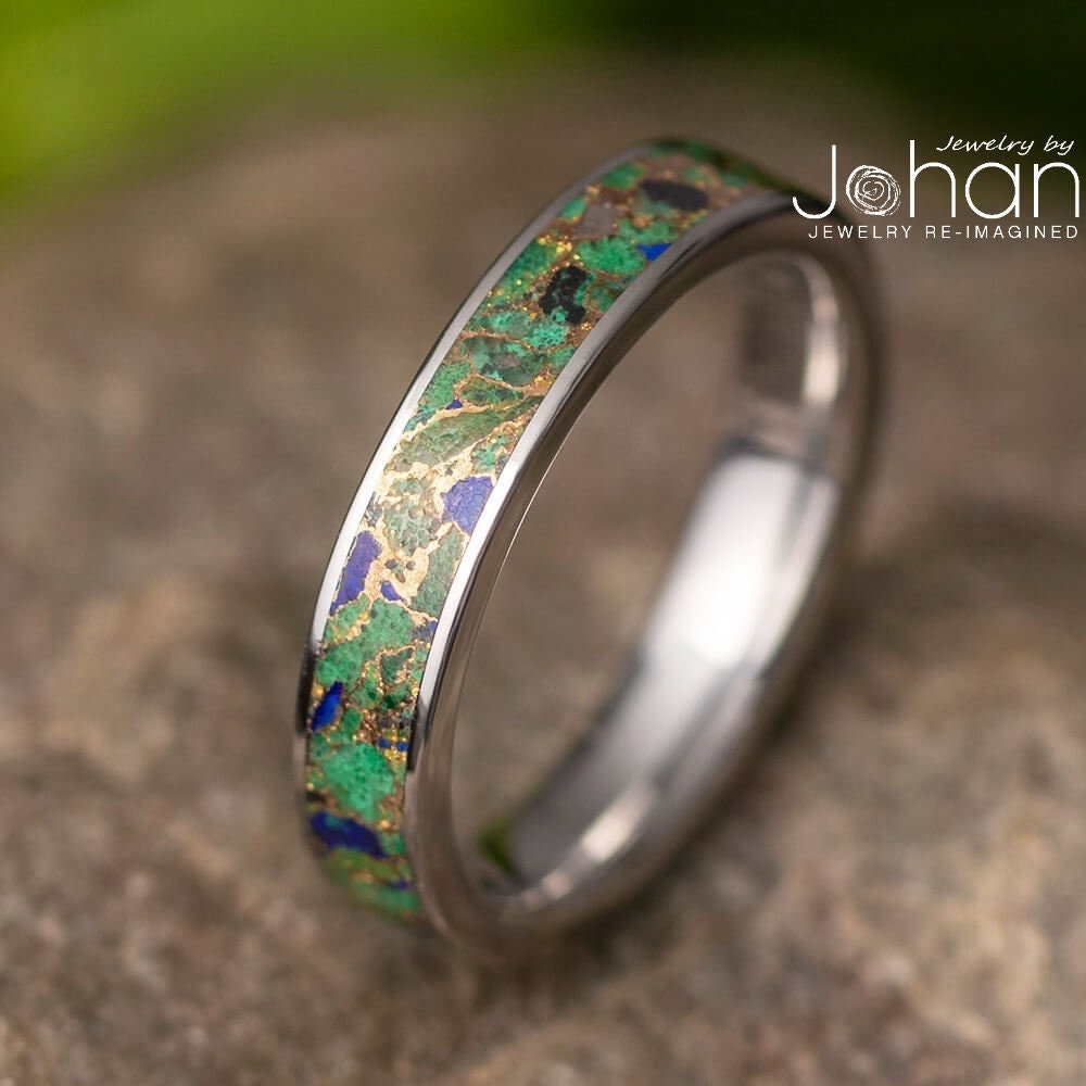 Grüne Wüste Mosaik Türkis Ehering von jewelrybyjohan