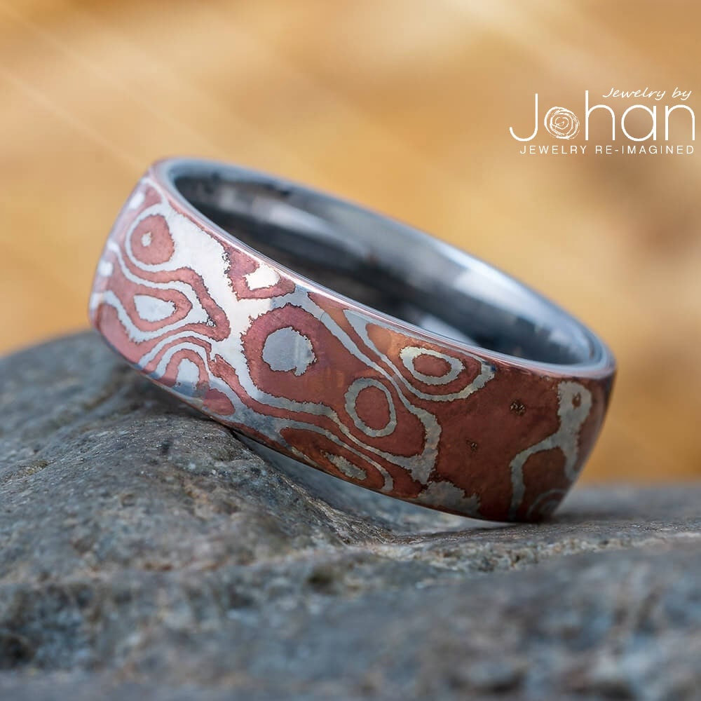 Kupfer Und Silber Mokume Gane Ring Mit Titan Kupfer Und Silber Mokume Gane Ring Mit Titan von jewelrybyjohan