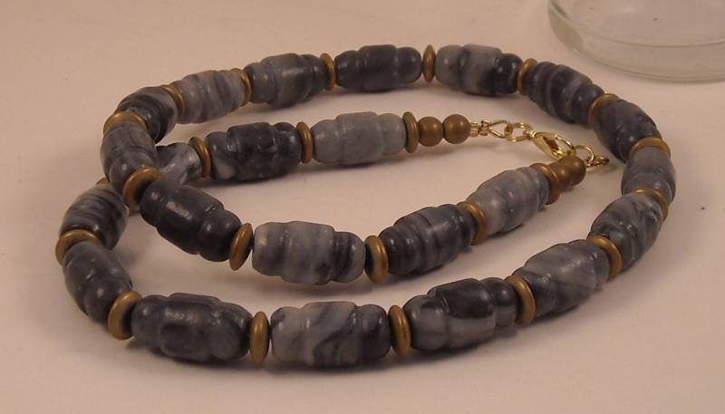 Jaspis Stein Perlen Hämatit Spacer Unisex Halskette Männer Mann Frau von jewelrybypatsdesign