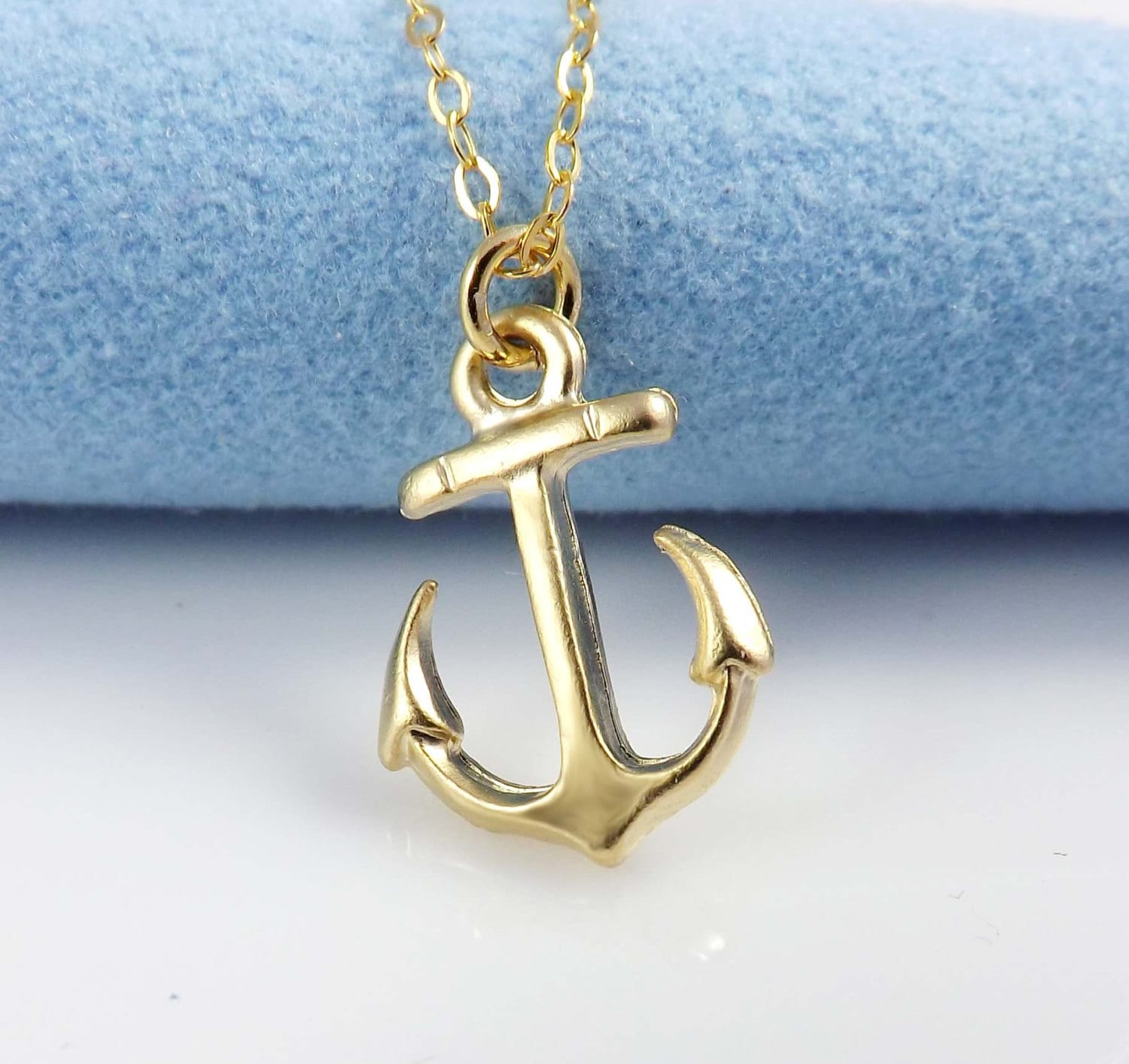 Anhänger Halskette - Gold Filled Kette Mit Kleinem Anker Einfache Alltagskette Zierlicher Schmuck-Muttertagsgeschenk von jewelrycraftstudio