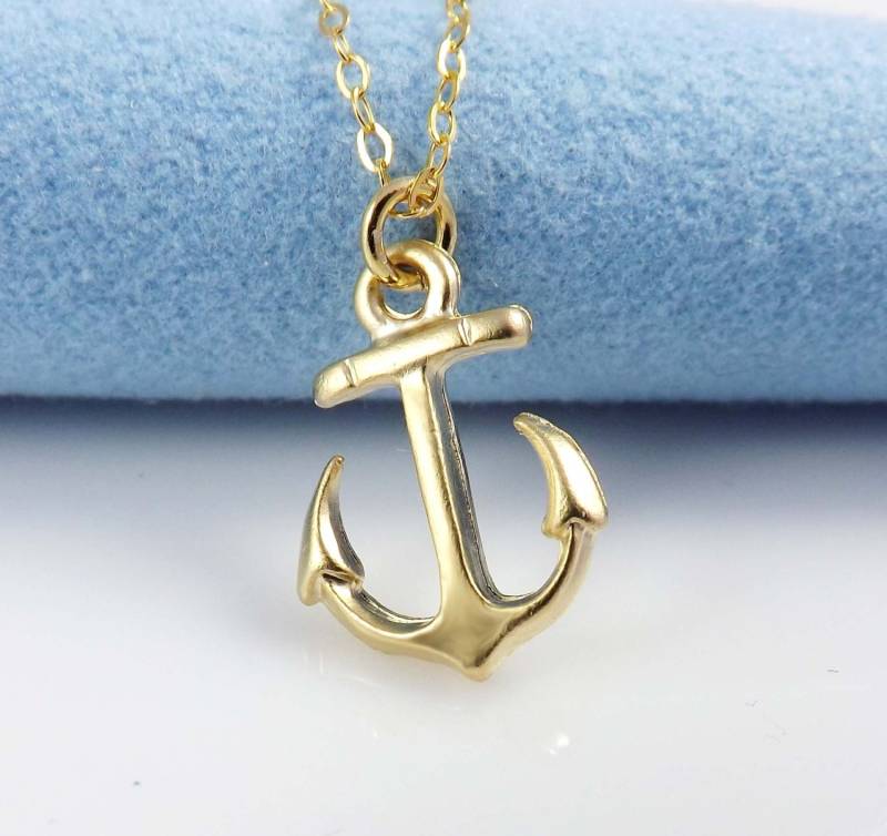Anhänger Halskette - Gold Filled Kette Mit Kleinem Anker Einfache Alltagskette Zierlicher Schmuck-Muttertagsgeschenk von jewelrycraftstudio