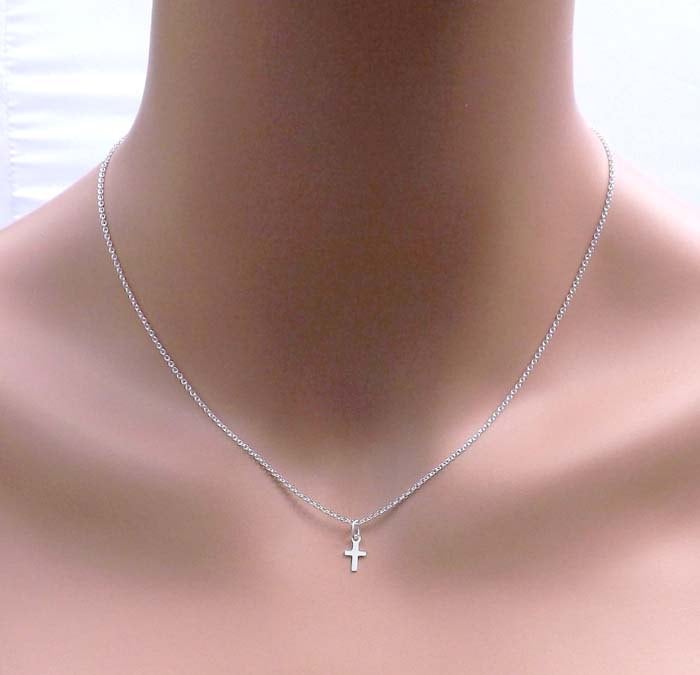 Kleines Kreuz Halskette, Kleines Silber Gold Gefüllt Rose Weihnachtsgeschenke von jewelrycraftstudio