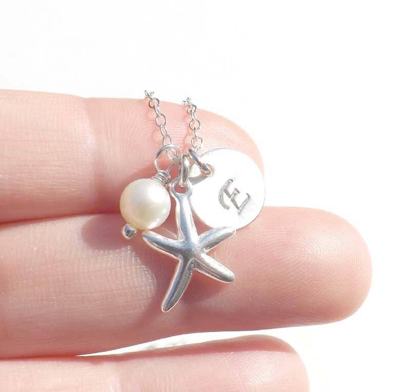 Seestern Anhänger, Charm, Personalisierte Sterling Silber Anhänger Halskette - Geschenk Für Mutter, Frau, Brautjungfer, Freund von jewelrycraftstudio