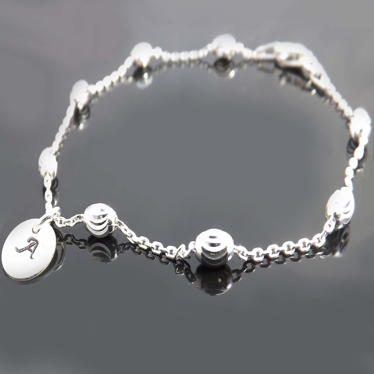 Silber Satelliten-Kettenarmband, All Sterling Armband, Personalisiertes Anfangsarmband, Satellitenarmband, Perlenarmband von jewelrycraftstudio