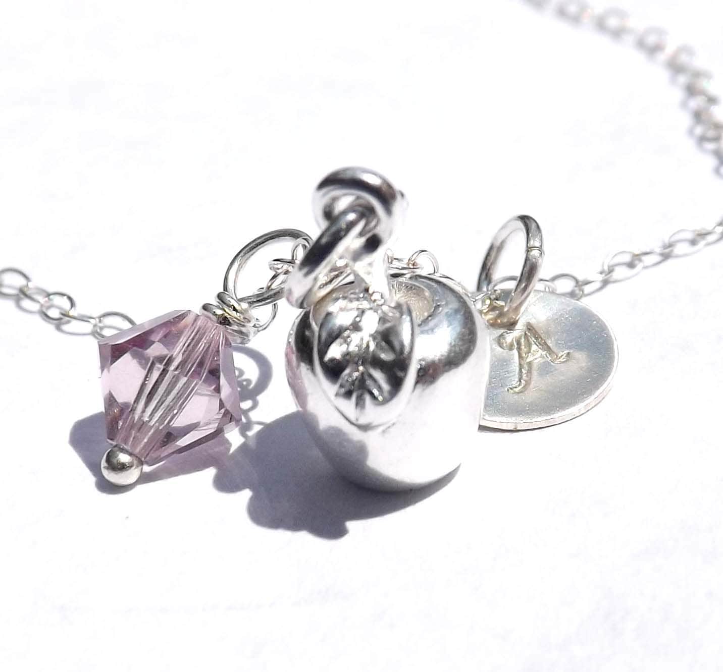 sterling Silber Apfel Halskette - Personalisierter Anhänger Geburtstag, Hochzeit, Abschlussfeier, Brautjungfer, Mutter, Freunde von jewelrycraftstudio