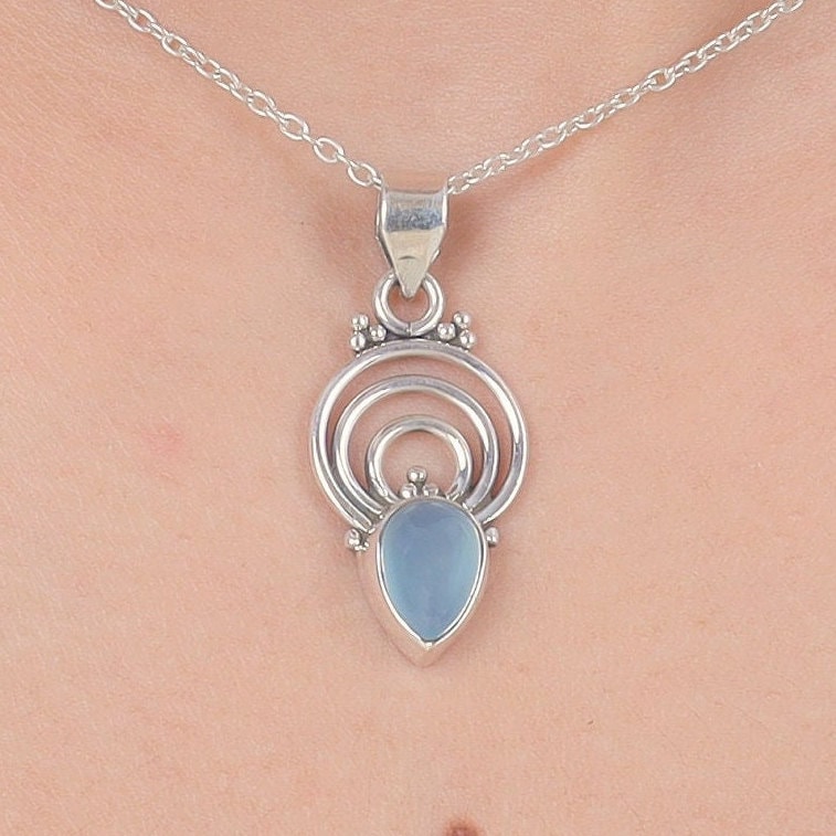 Aquamarin Edelstein Anhänger, Boho Sterling Silber Anhänger Für Frauen, Geschenk Sie von jewelrygemshouse