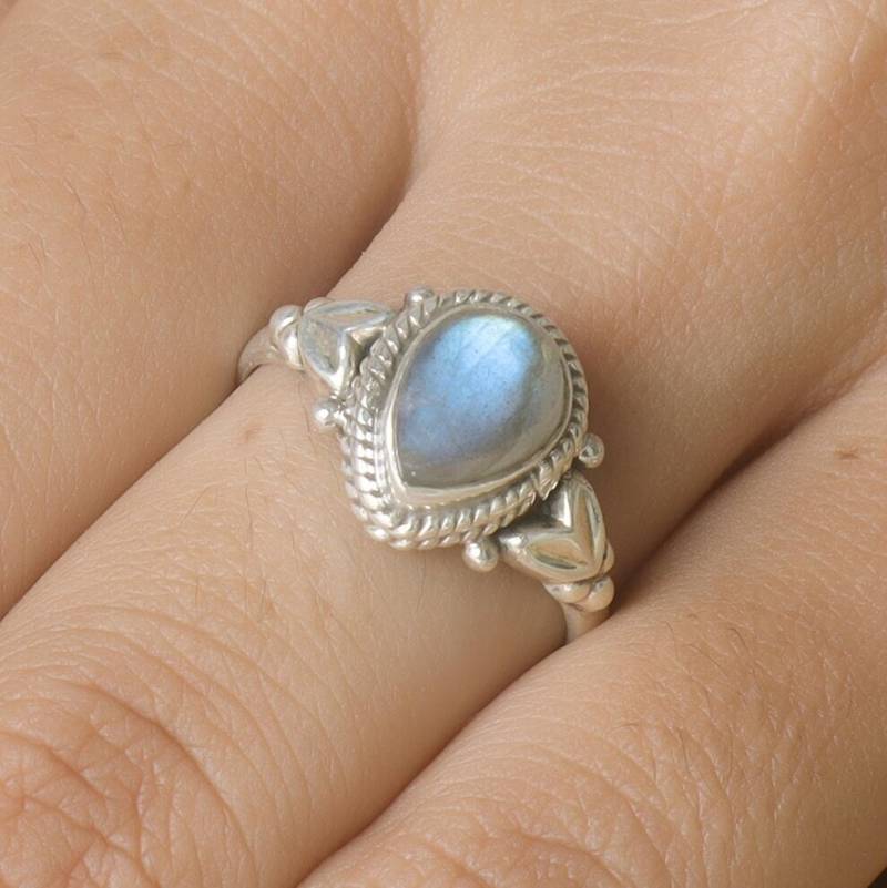 Natürlicher Labradorit Ring, 925 Sterling Silber Ring Für Frauen, Frauen Edelstein Solitär Stapelbarer von jewelrygemshouse