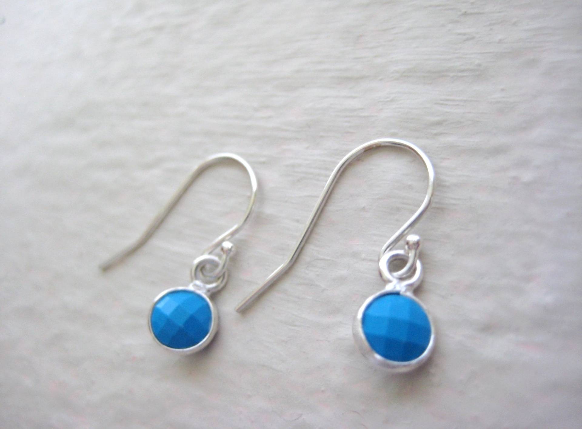 Kleine Türkis Tropfen Ohrringe - Sterling Silber Baumeln Ohrringe, Stein Einfache Alltag Blaue Edelstein Ohrringe von jewelsbyn
