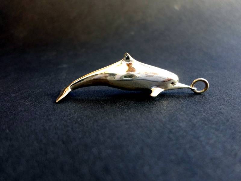 Delphin Anhänger Halskette Anmutiger Ozean Für Meeresliebhaber, Sterling Silber Handgeschnitzte Echte Delfin Halskette von jewelsculpts