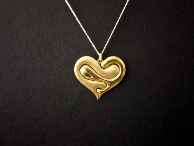 Herz Anhänger Zeitloses Symbol Der Liebe Und Verbundenheit, Sterling Silber, Handgeschnitzt von jewelsculpts