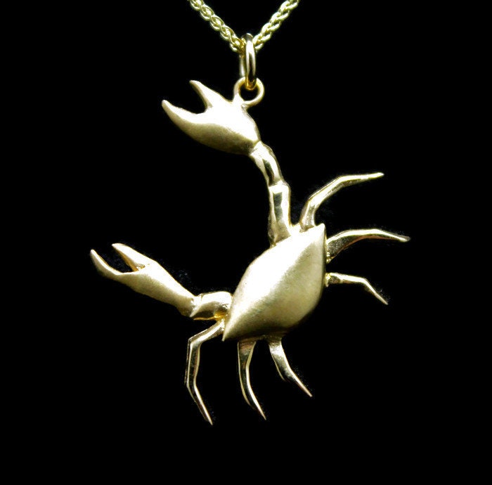 Krabbe Anhänger Charm Für Strand Enthusiasten Und Ozean-Liebhaber, Handgemachtes Sterling Silber, Handgeschnitzt in Wachs von jewelsculpts