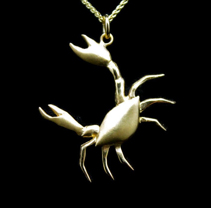 Krabbe Anhänger Charm Für Strand Enthusiasten Und Ozean-Liebhaber, Handgemachtes Sterling Silber, Handgeschnitzt in Wachs von jewelsculpts