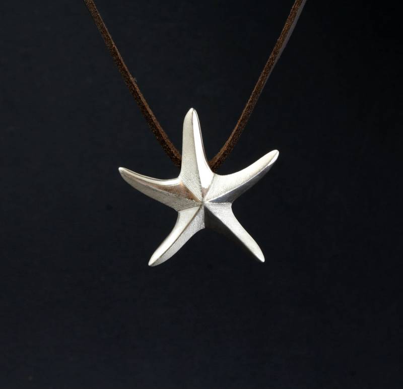 Meeresschmuck, Seestern, Kette, Seestern Anhänger, Sterling Silber, Handgearbeitet, Einzigartiges Sommergeschenk von jewelsculpts