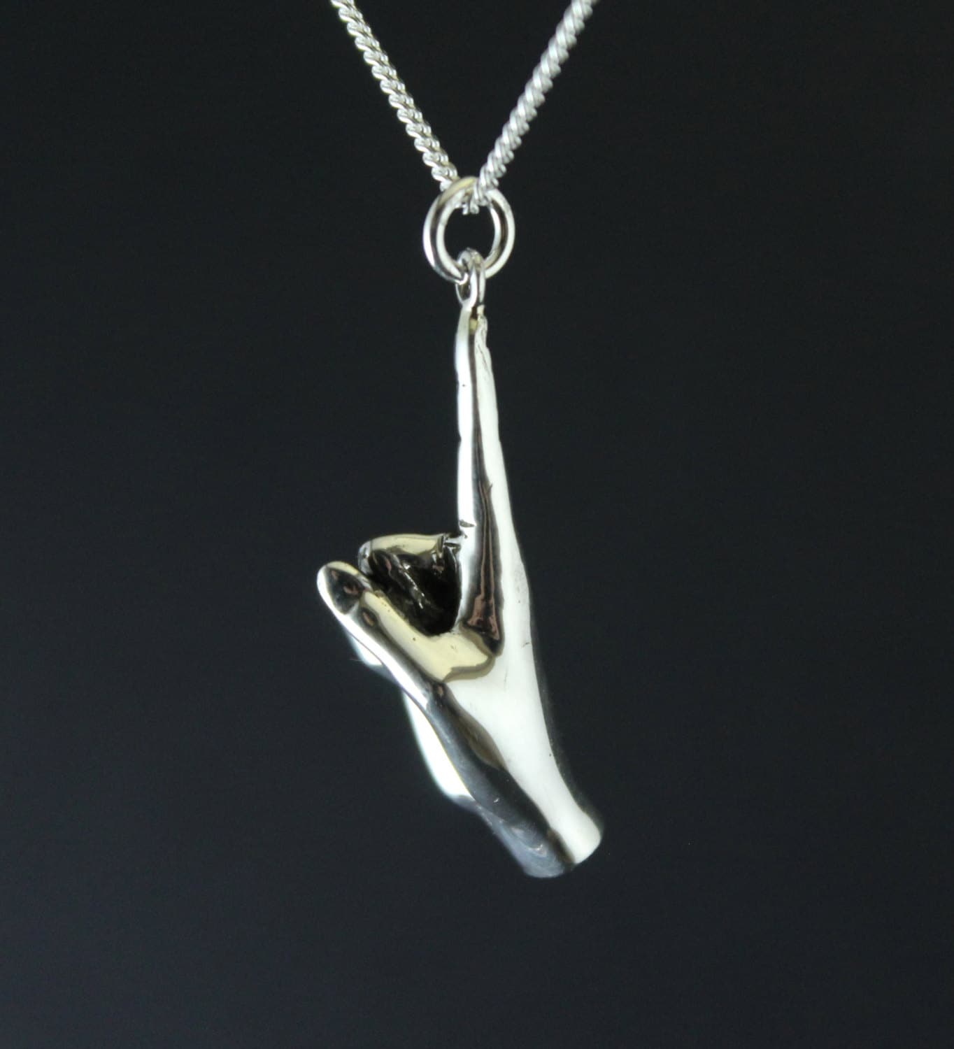 Nummer Eins, Beste Freundin Geschenk, Zeigefinger Halskette, Sieger Bester Mann Sterling Silber Handgeschnitzt, Bestes Team Zeichen von jewelsculpts