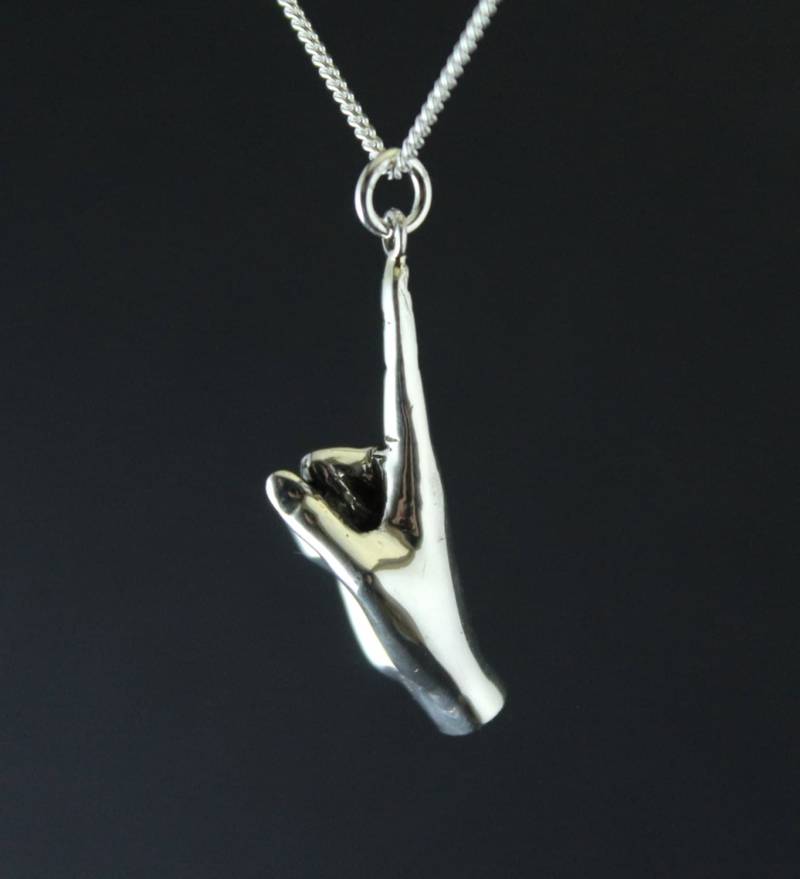 Nummer Eins, Beste Freundin Geschenk, Zeigefinger Halskette, Sieger Bester Mann Sterling Silber Handgeschnitzt, Bestes Team Zeichen von jewelsculpts