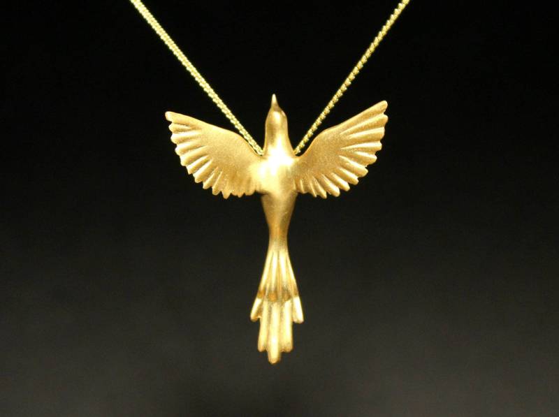 Phoenix Rising Halskette Zeitloses Symbol Der Erneuerung, Stärke, Wiedergeburt Und Widerstandsfähigkeit, Sterling Silber 925 Handgeschnitzt von jewelsculpts