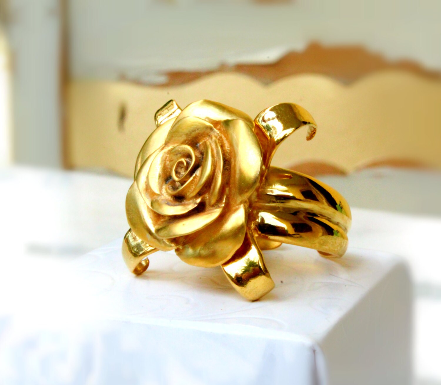 Rose Gold Ring Eleganter Und Stilvoller Schmuck, 18K Vergoldet, Verstellbarer Ring Aus Sterlingsilber von jewelsculpts