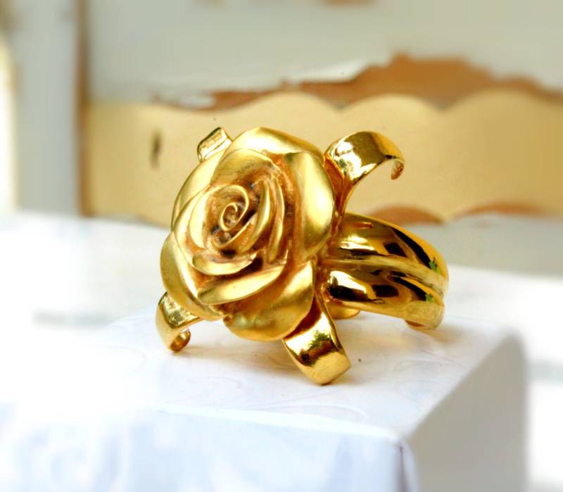 Rose Gold Ring Eleganter Und Stilvoller Schmuck, 18K Vergoldet, Verstellbarer Ring Aus Sterlingsilber von jewelsculpts