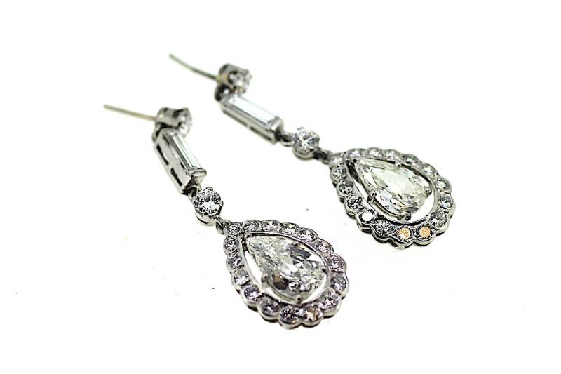Platin Art Deco Diamant Tropfen Ohrringe/Pear Shape Antike Vintage Platin Art Deco Diamant Tropfen Ohrringe/Pear Shape Antike Vintage von jewelsmayuk